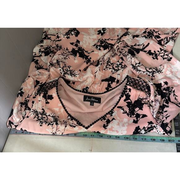 136. Sam Edelman Dress SZ 10 Pink Black Floral V-Neck Bishop Boho Romantic Flowy - Picture 8 of 12